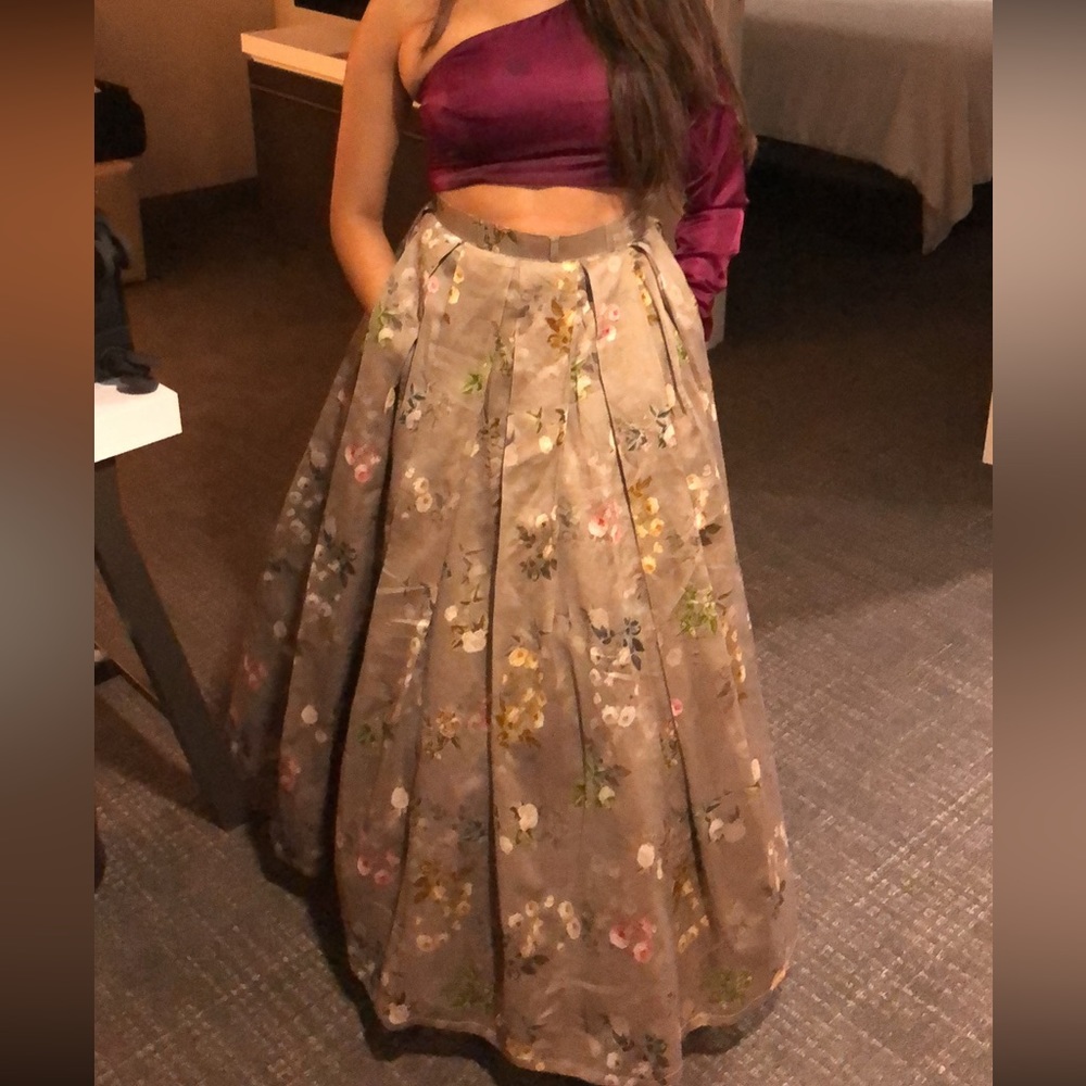Crop top and pleated skirt